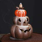 LED Lamp Pumpkin Halloween Waterfall Backflow Incense Burner - Brown