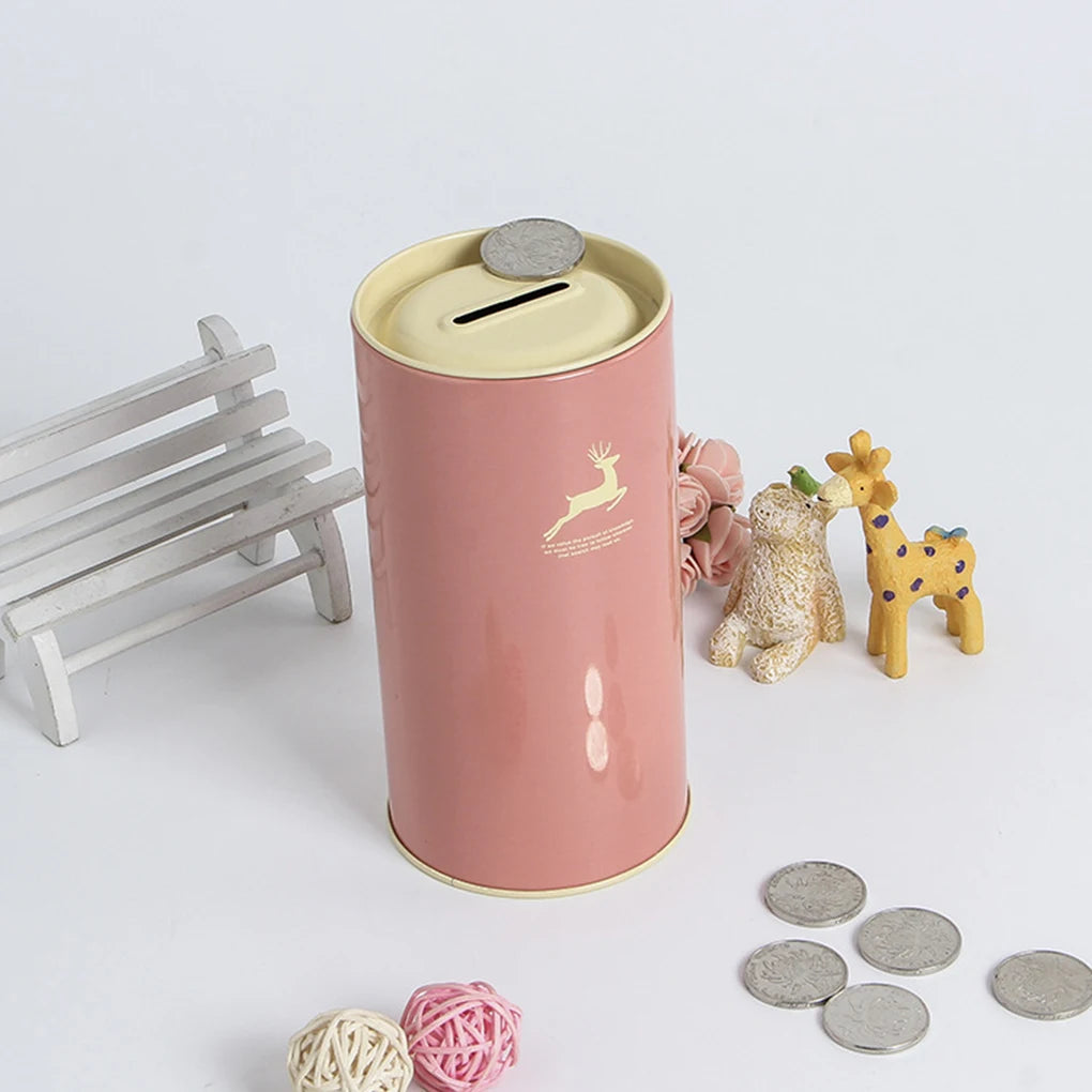 Child Money Saving Bank Coin Storage Container Home Ornament Large Capacity Metal Savings Cash Box Kids Gifts Color Random