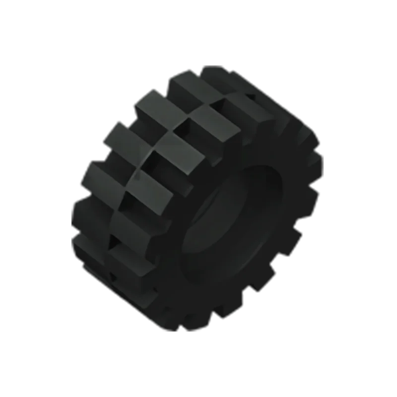 Gobricks GDS-1071 Tire 15mm D. x 6mm Offset Tread Small | Compatible Building Block Wheel