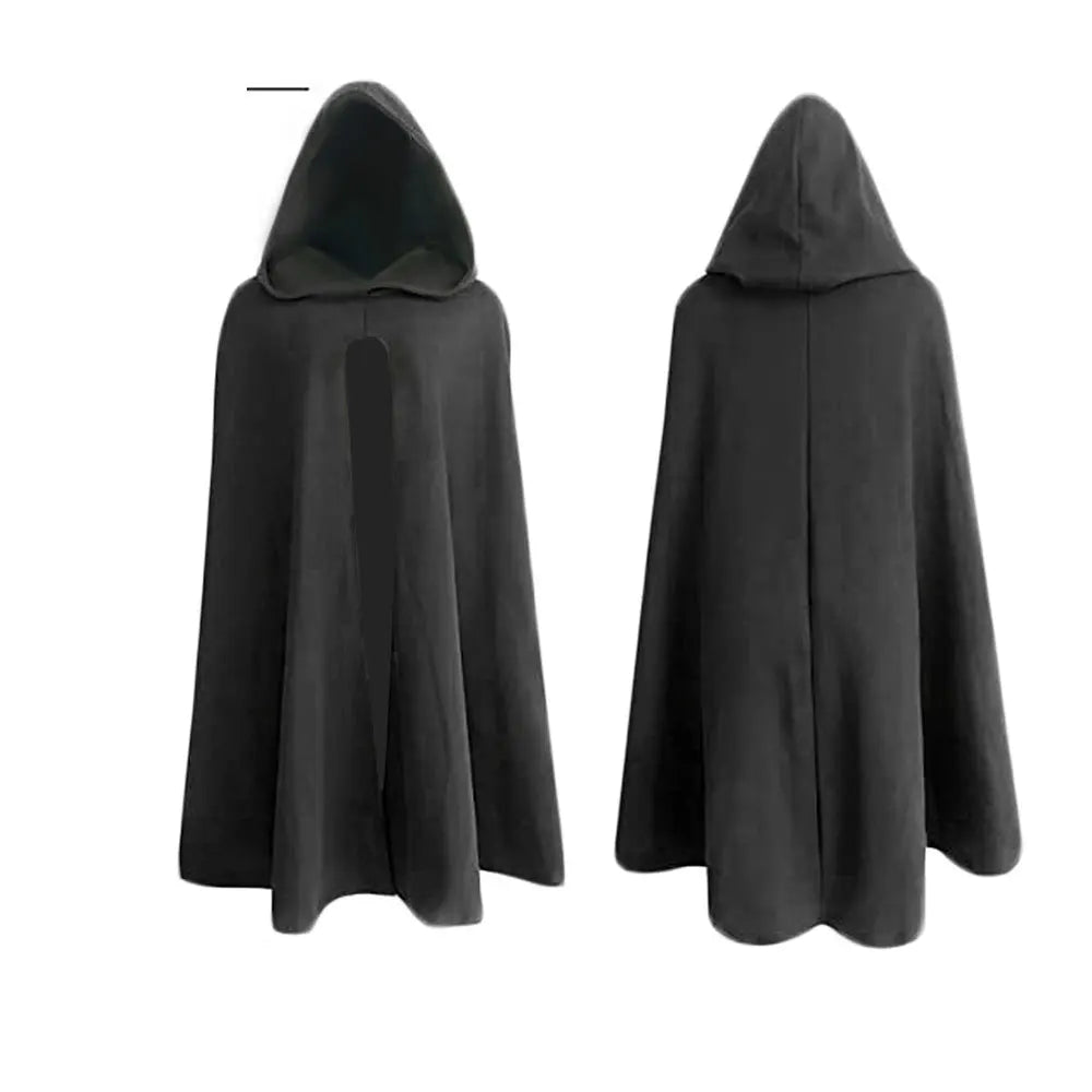 2023 Medieval Fashion Gothic Hooded Cloak For Men Women Black Green Sleeveless High Fork Coat Halloween Cosplay Costume Cape