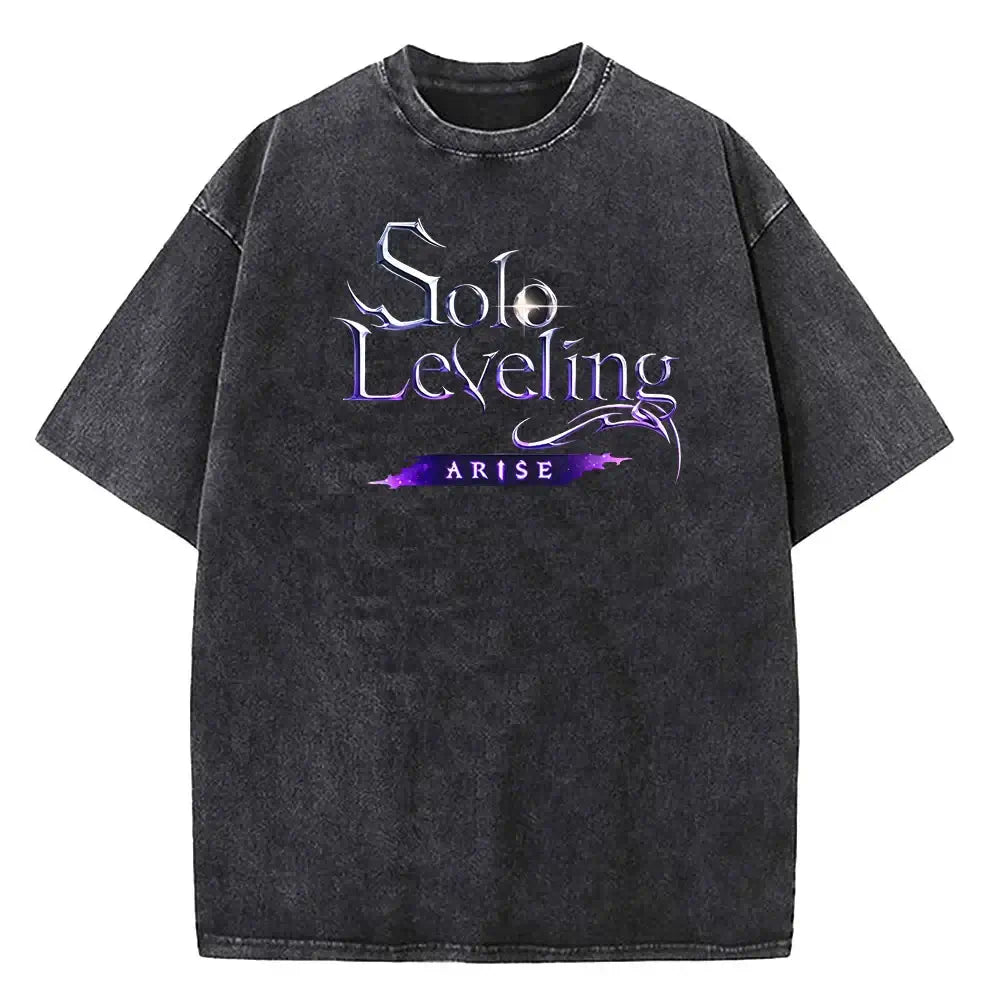 Solo Leveling Vintage T-shirt: Washed Cotton Streetwear