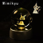 Pokemon 3D Crystal Pokeball with LED Light Base, Kids Anime Toy Gifts 2 in