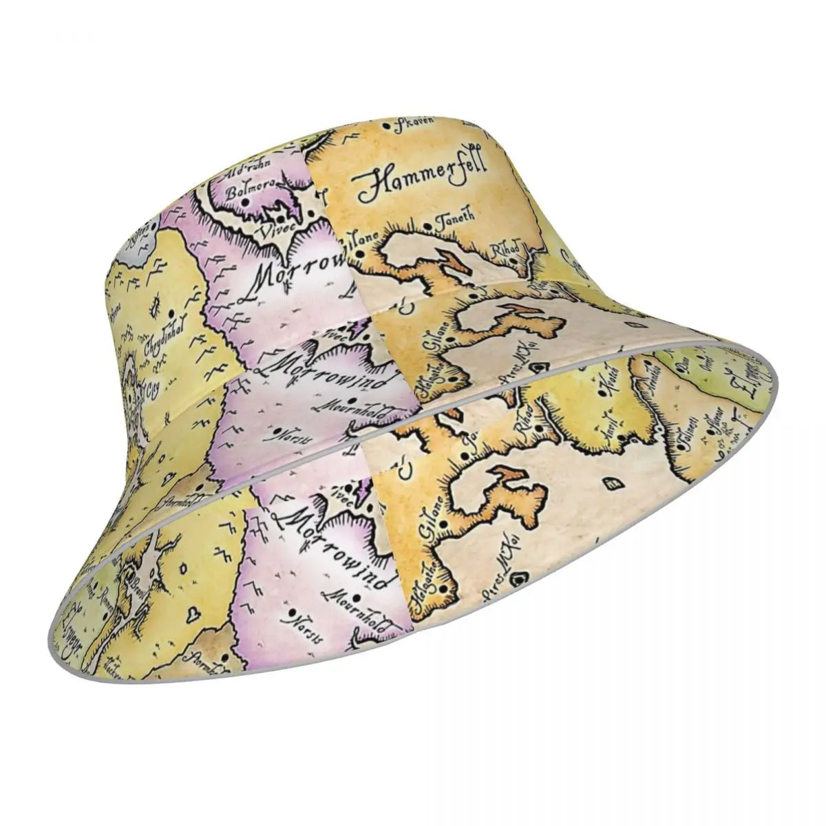 Chapeau seau réfléchissant carte de Tamriel pour hommes et femmes, protection solaire d'extérieur, chapeau de plage, randonnée solaire, casquette de pêche