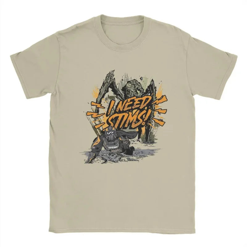 Helldivers 2 I Need Stims T Shirt Men's Cotton Novelty T-Shirt Round Collar Tees Short Sleeve Clothes Big Size