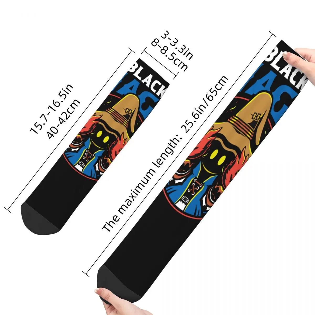 Chaussettes drôles pour hommes Vivi The Black Mage rétro Harajuku Final Fantasy XIV jeu Hip Hop nouveauté décontracté équipage chaussette cadeau imprimé