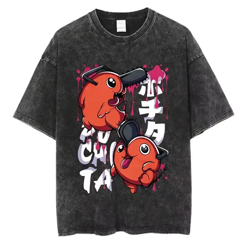 Chainsaw Man Vintage T-shirt Washed Cotton Tee