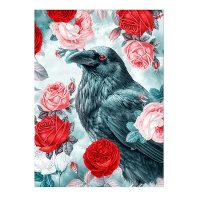 Scary Crow Diamond Painting Kit 5D Diy Full Diamond Mosaic Birds Cross Stitch Gothic Dark Art Rhinestones Picture Home Decor