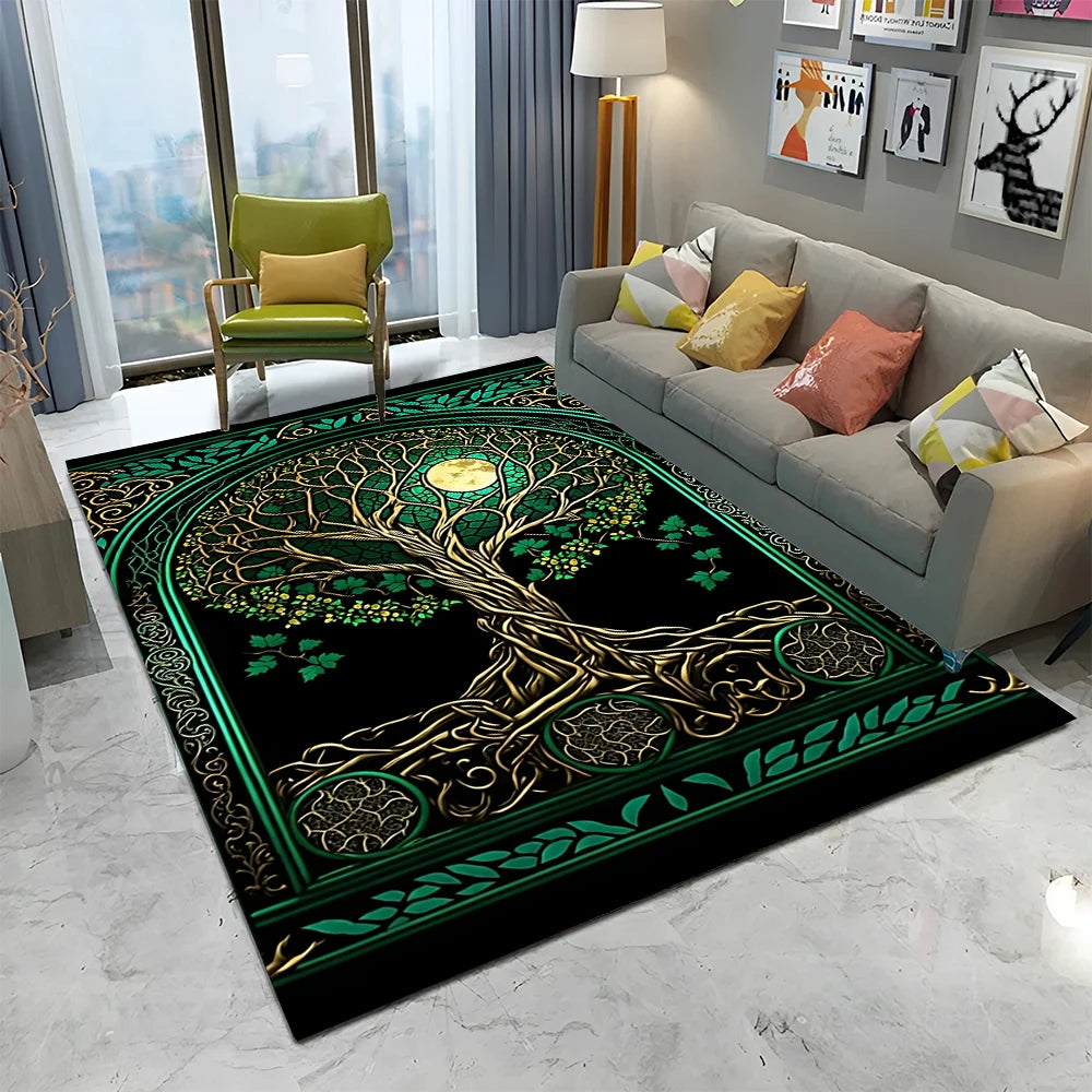 Viking Norse Yggdrasil Tree of Life Carpet Rug for Home Living Room Bedroom Sofa Doormat Decor,Kid Area Rug Non-slip Floor Mat