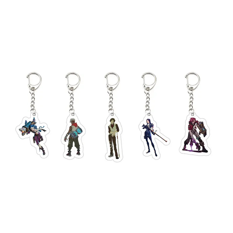 Acrylic Arcane Jinx Vi Caitlyn Ekko Viktor Keychain  Arcane FigurePendant Keyring Key chainKeyRing for Accessories Bag Fans Gift