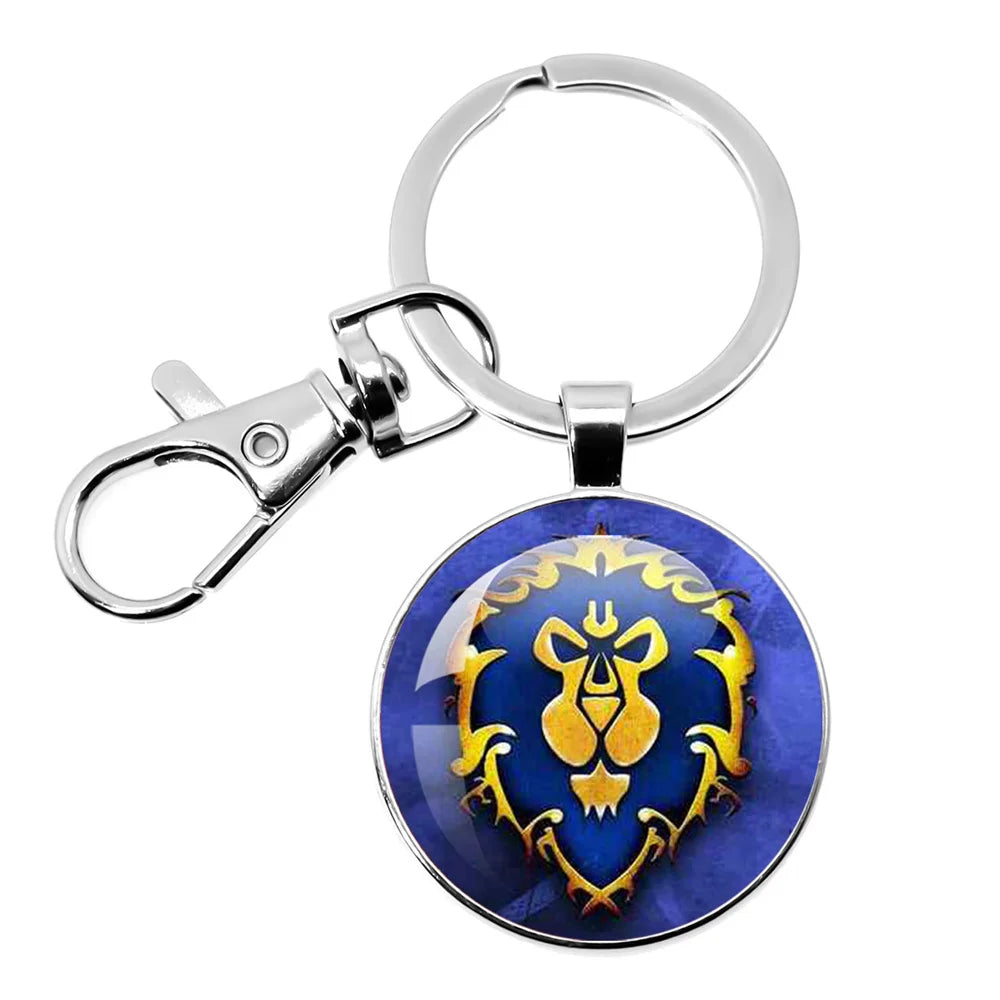 Game World Of Warcraft Keychain WOW Glass Pendant Key Chain For Women Men Keyring Jewelry Hearthstone