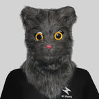 Movable Mouth Cat Mask – Realistic Full Head Cat Cosplay Mask