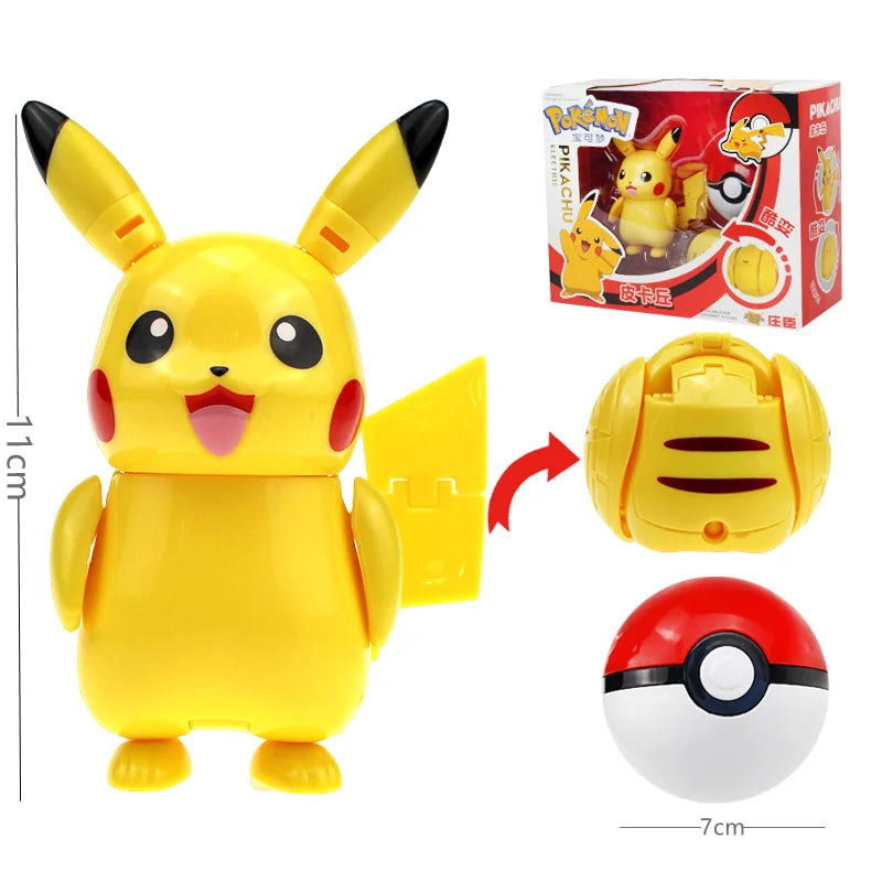 Pokemon Pokeball Anime Figures Toys, Pikachu Gengar Dragonite Snorlax Lapras Pocket Pokeball Toys