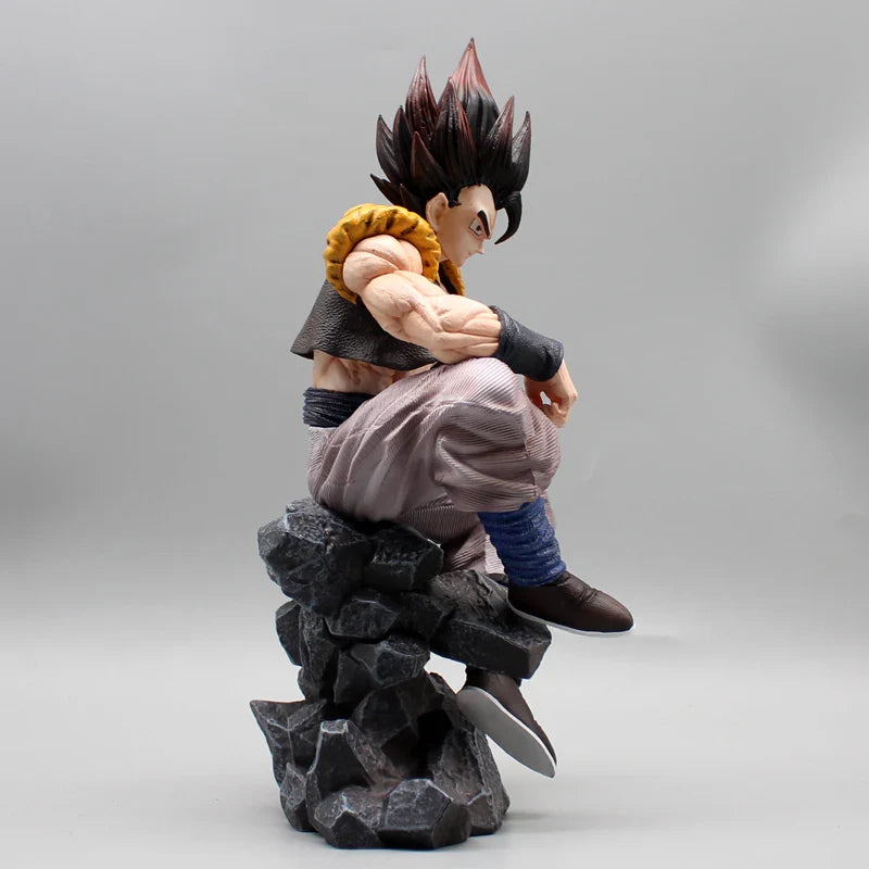 Sitting Gogeta Super Saiyan and Blue Anime Figure, 3 Swappable Heads Dragon Ball Z Figurines PVC 23 CM