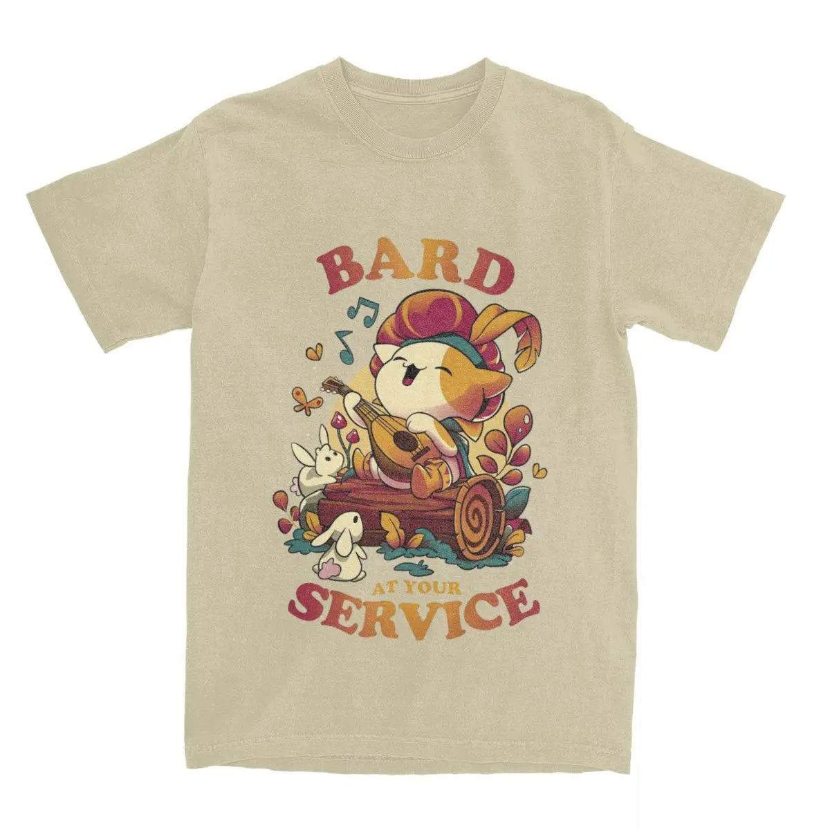 Vintage DnD Bard's Call T-Shirts Men O Neck 100% Cotton T Shirts Cute Cat Gamer Short Sleeve Tees Printed Clothes