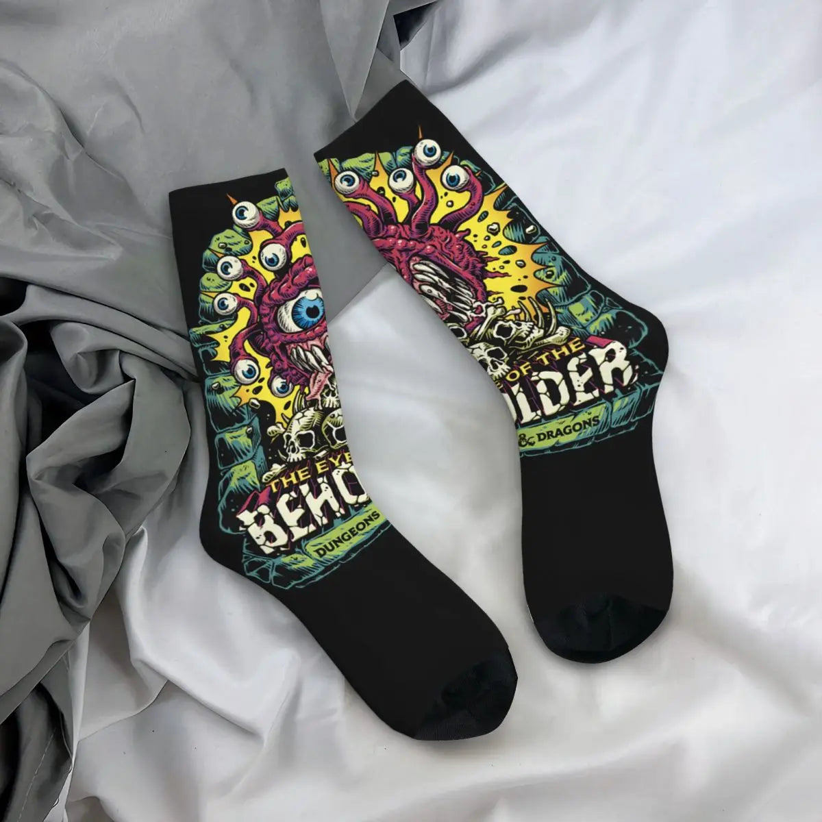 Autumn Winter Harajuku Women Men DnD Eye Of The Beholder Socks Game Breathable Basketball Socks