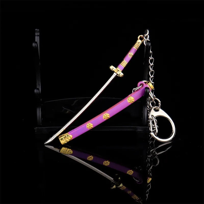 9cm MINI Anime Keychain With Anti-Lost Chain Metal Weapon Sword Model Gift For Anime Cosplay Charms Keychain Backpack Pendants