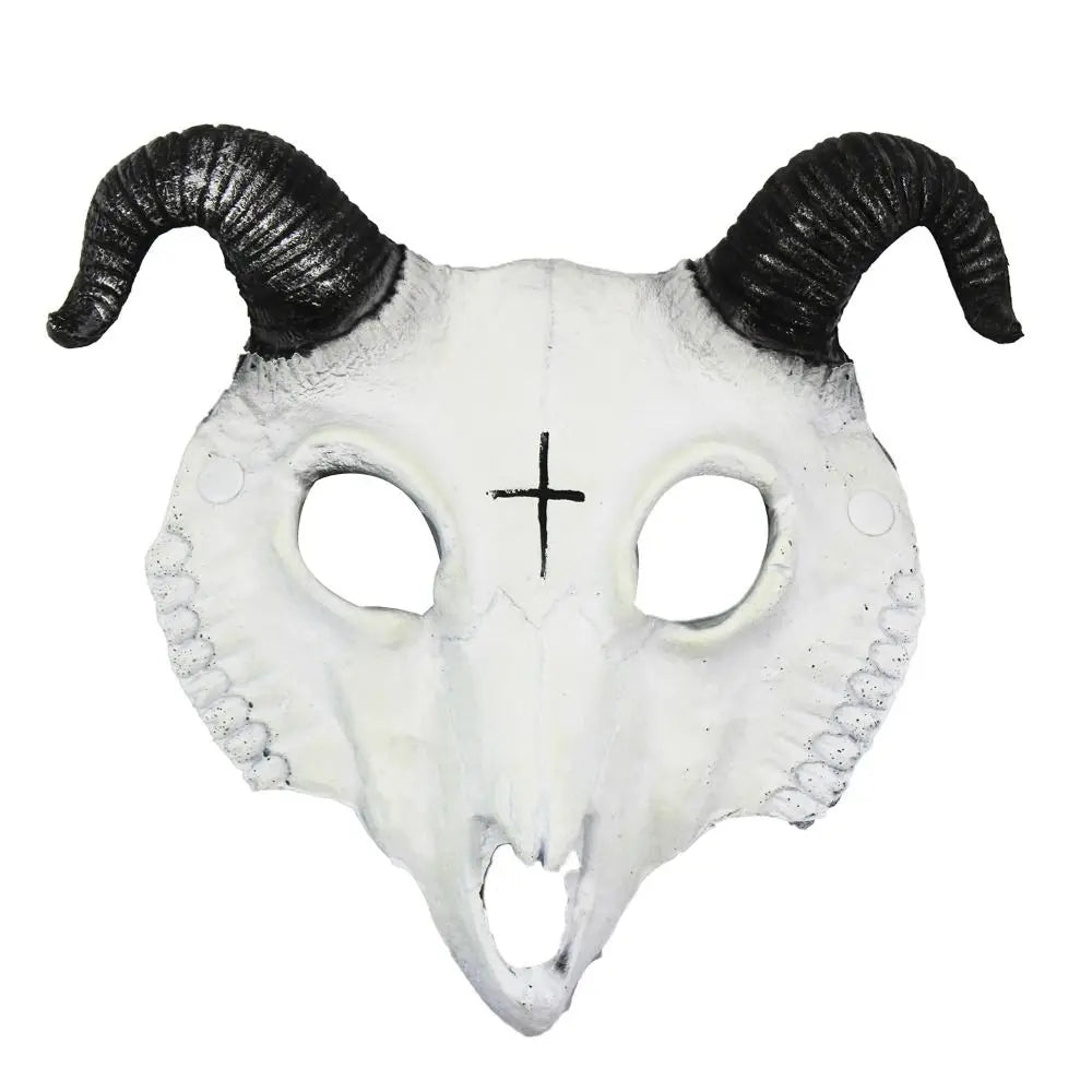 Halloween Goat Horn Mask Creative Full Face Antelope Bloody Skull Mask Eye Mask PU Carnival