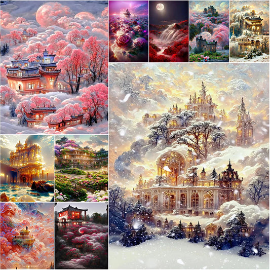 Sea Of Clouds Castle Dream Scenery Personality DIY Full Drill Diamond Decorative Painting