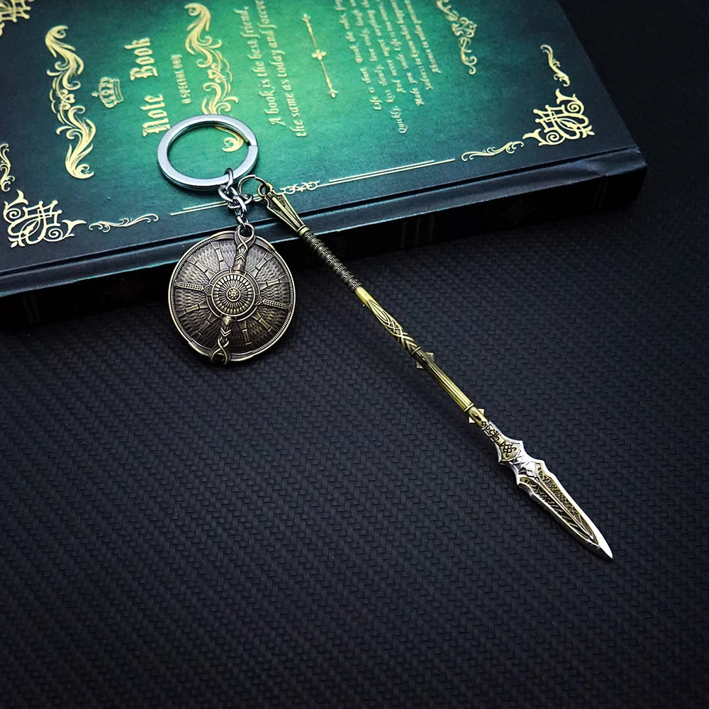 God of War 5 Keychain Ragnarok Draupnir Spear Key Chain Keyring Kratos Weapon Keychains for Men Game Accessories Car Key Ring