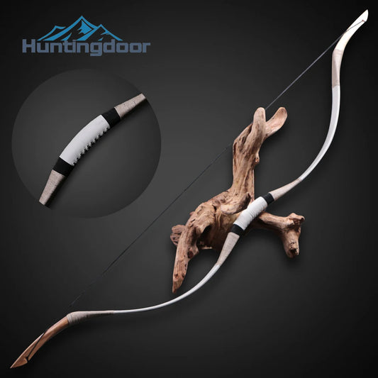 30 lbs Traditional Longbow Mongolian Bow Cow Leather and Wooden Material Hunting Archery Shooting Recurve Bow