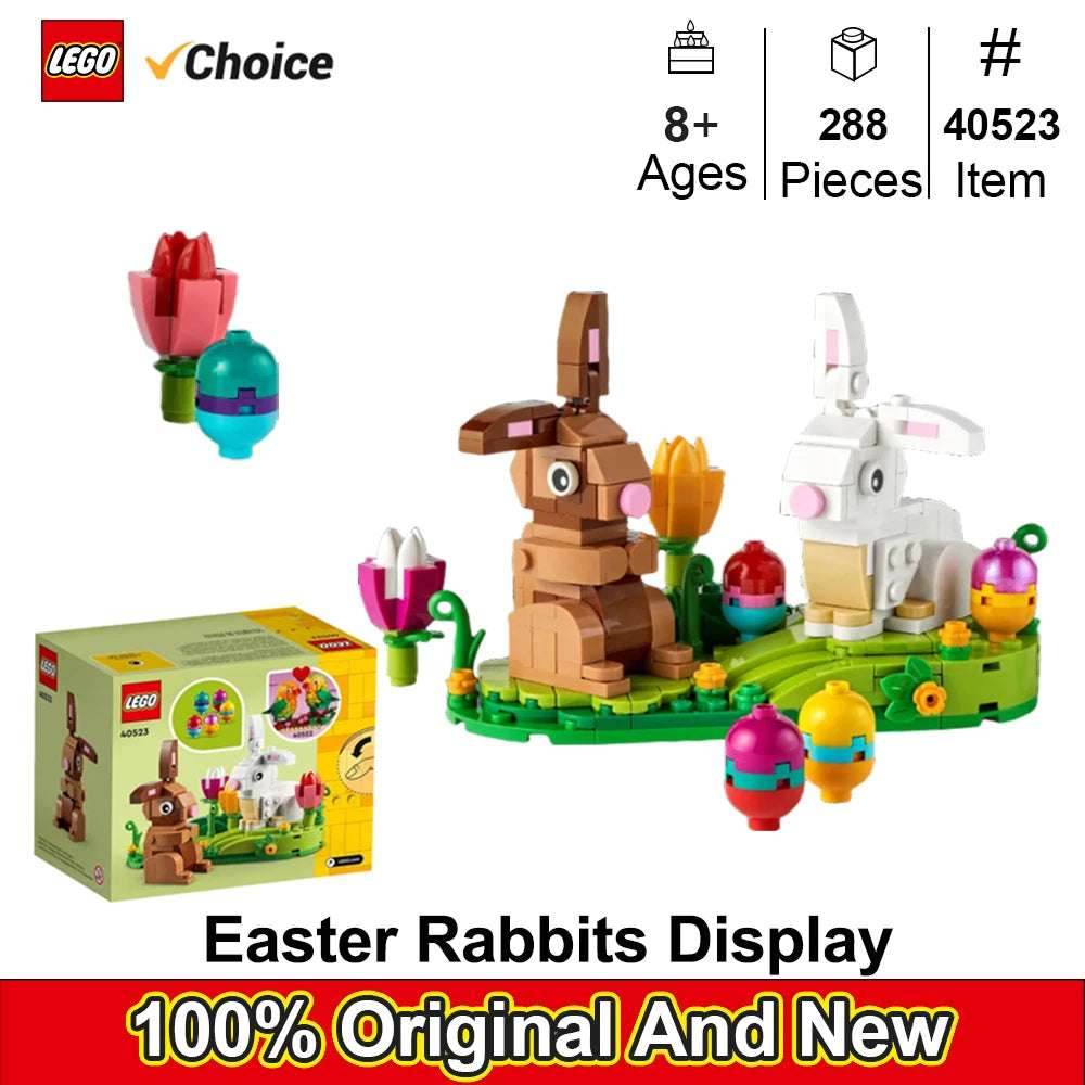 LEGO 40523 Easter Rabbits Display Building Toy Set, Includes Colorful Easter Eggs and Tulips, Easter Decorations - 40523