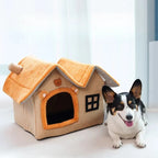 Foldable Pet Cave Kennel – Warm Suede Dog Cat House Nest Bed, Puppy Cave Sofa, 2 Colors & 2 Sizes