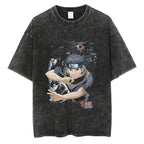 Naruto Rock Lee Streetwear T Shirt Vintage Washed Black
