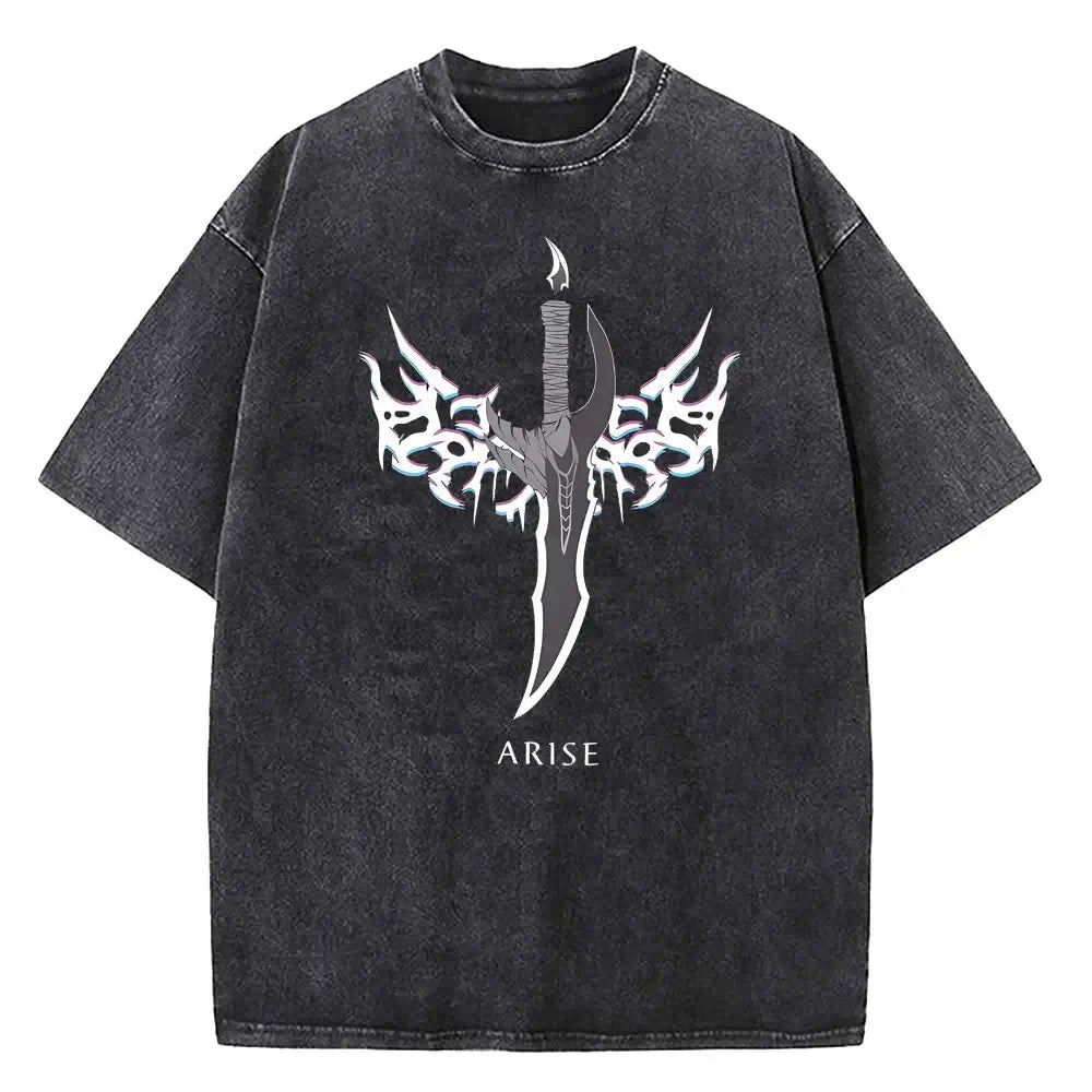 Solo Leveling Vintage T-shirt: Washed Cotton Streetwear