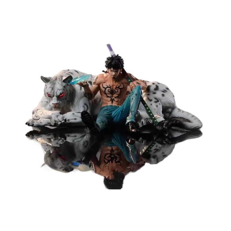 Trafalgar D. Water Law and Snow Leopard Anime Figurine, One Piece Action Figures Statues 25 CM