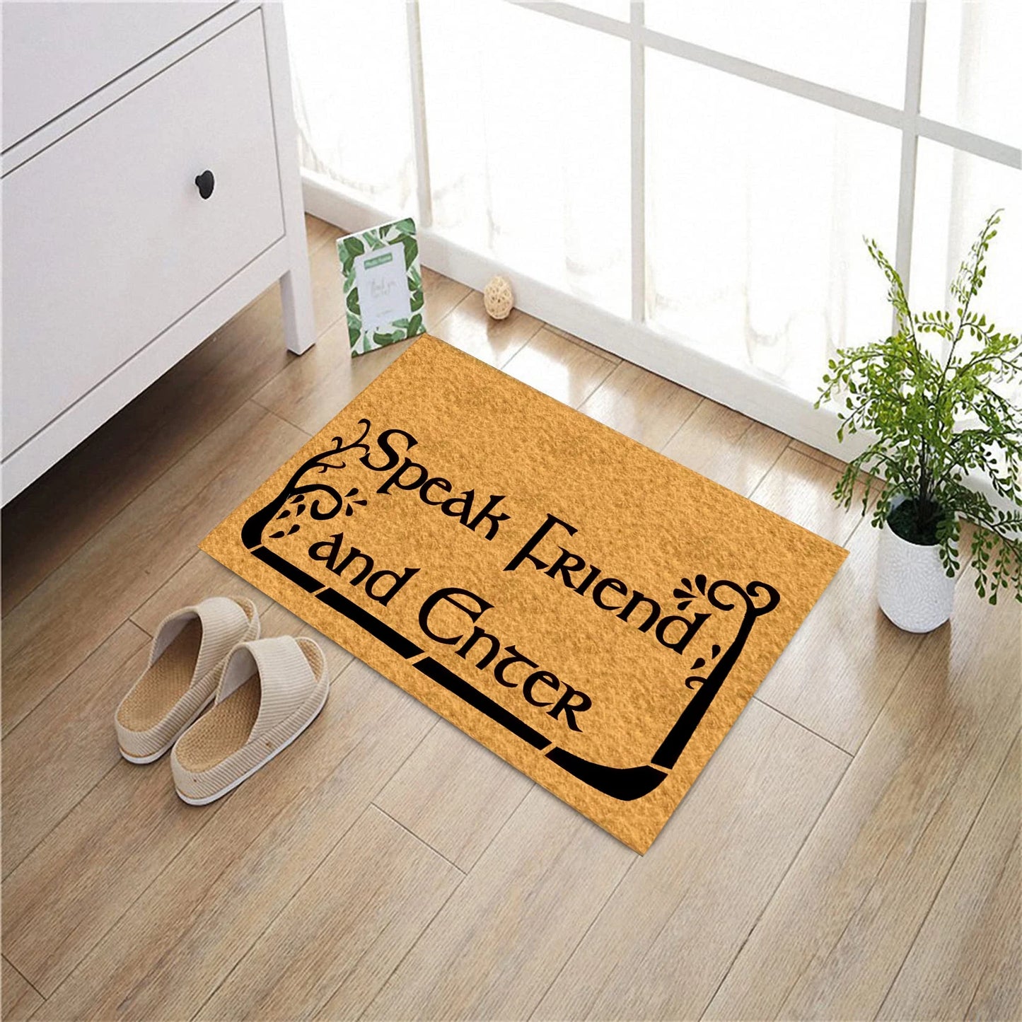 Speak Friend And Enter-felpudo con decoración navideña, respaldo de goma, antideslizante, para Patio, suelo, alfombra de vacaciones, decoración para puerta de casa