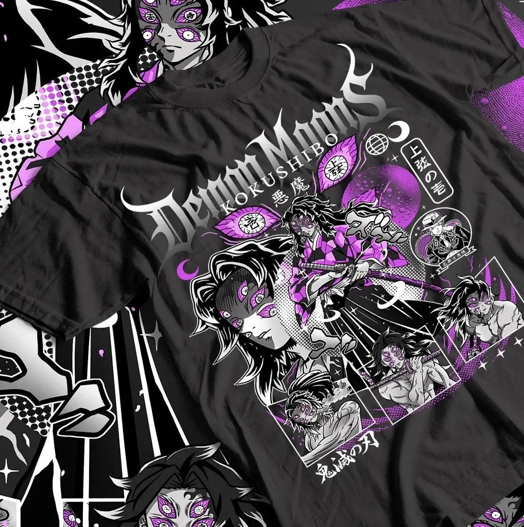 Kokushibo Solo Kimetsu no Yaiba Y2K Cotton T-Shirt