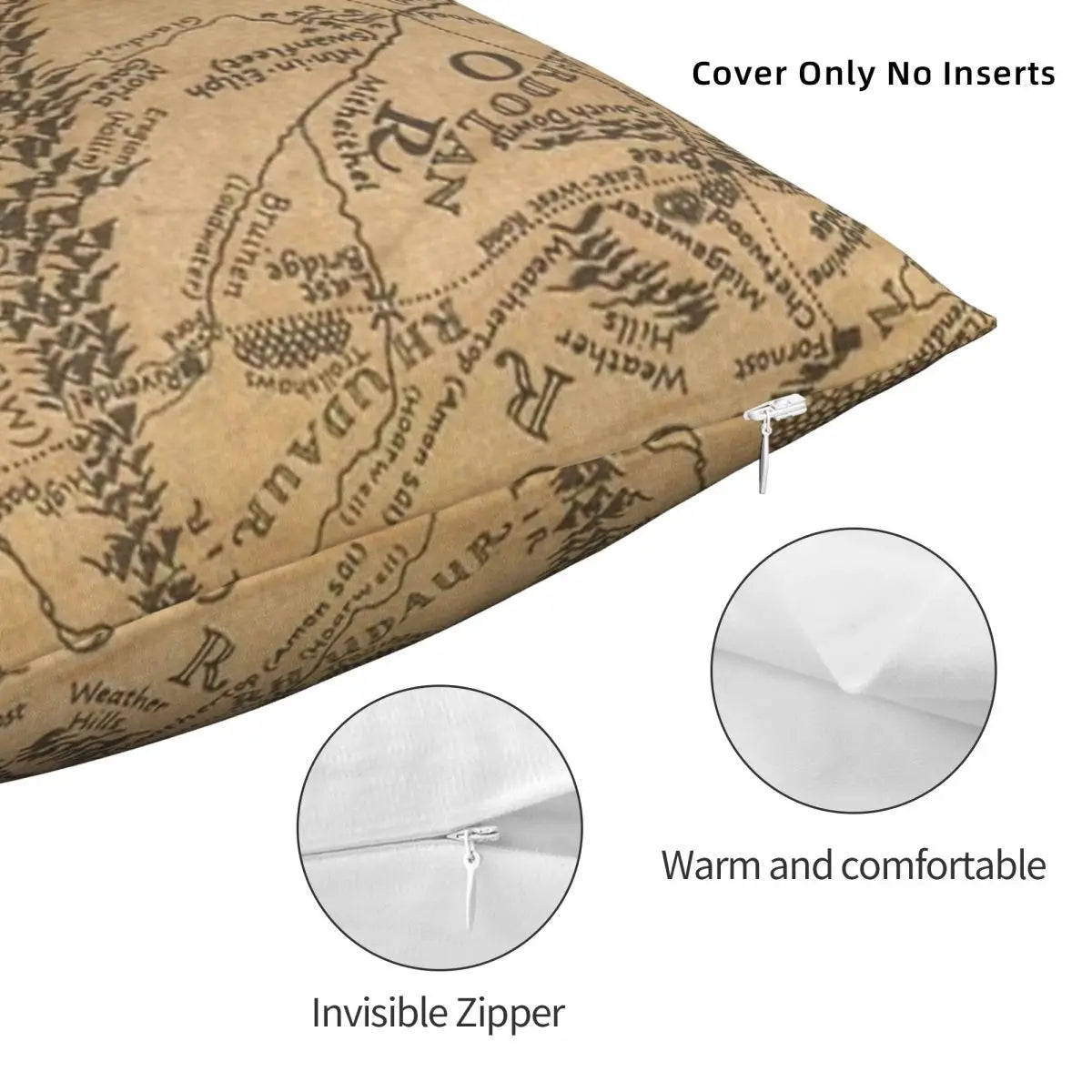 ROHAN Maps Square Pillowcase Polyester Linen Velvet Pattern Zip Decor Home Cushion Cover