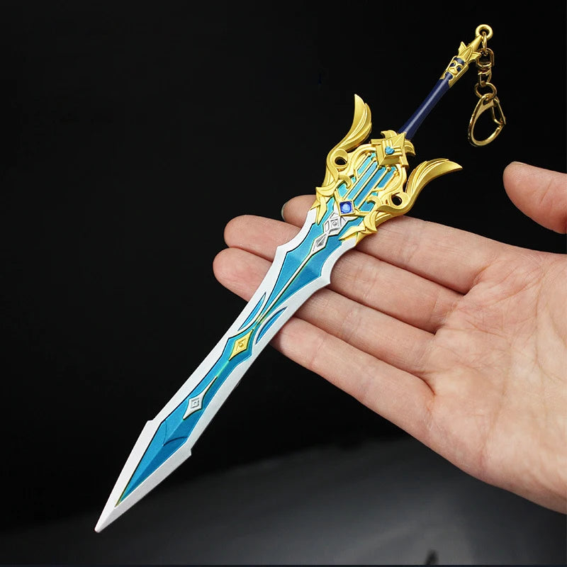 22cm Song of Broken Pines Eula Keychain Genshin Impact Chinese Mobile Game Peripheral Metal Great Sword Weapon Model Toys Crafts