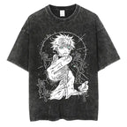 Anime Washed T-shirt: Vintage Harajuku Oversized Cotton Tee