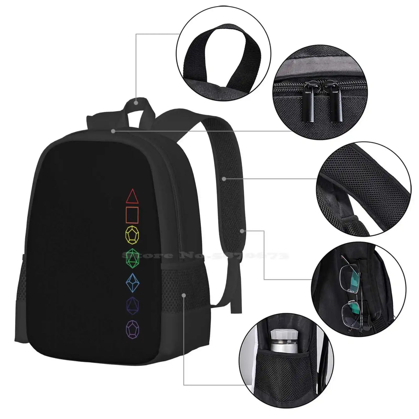 Mochila escolar minimalista de gran capacidad con dados, bolsas para ordenador portátil y dragones D y D Dnd Fantasy Dice D20 Roll20, juego de rol