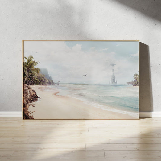 Scarif Beach Landscape Star Wars Art Print