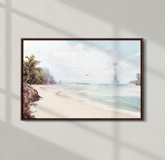 Scarif Beach Landscape Star Wars Framed Canvas Art
