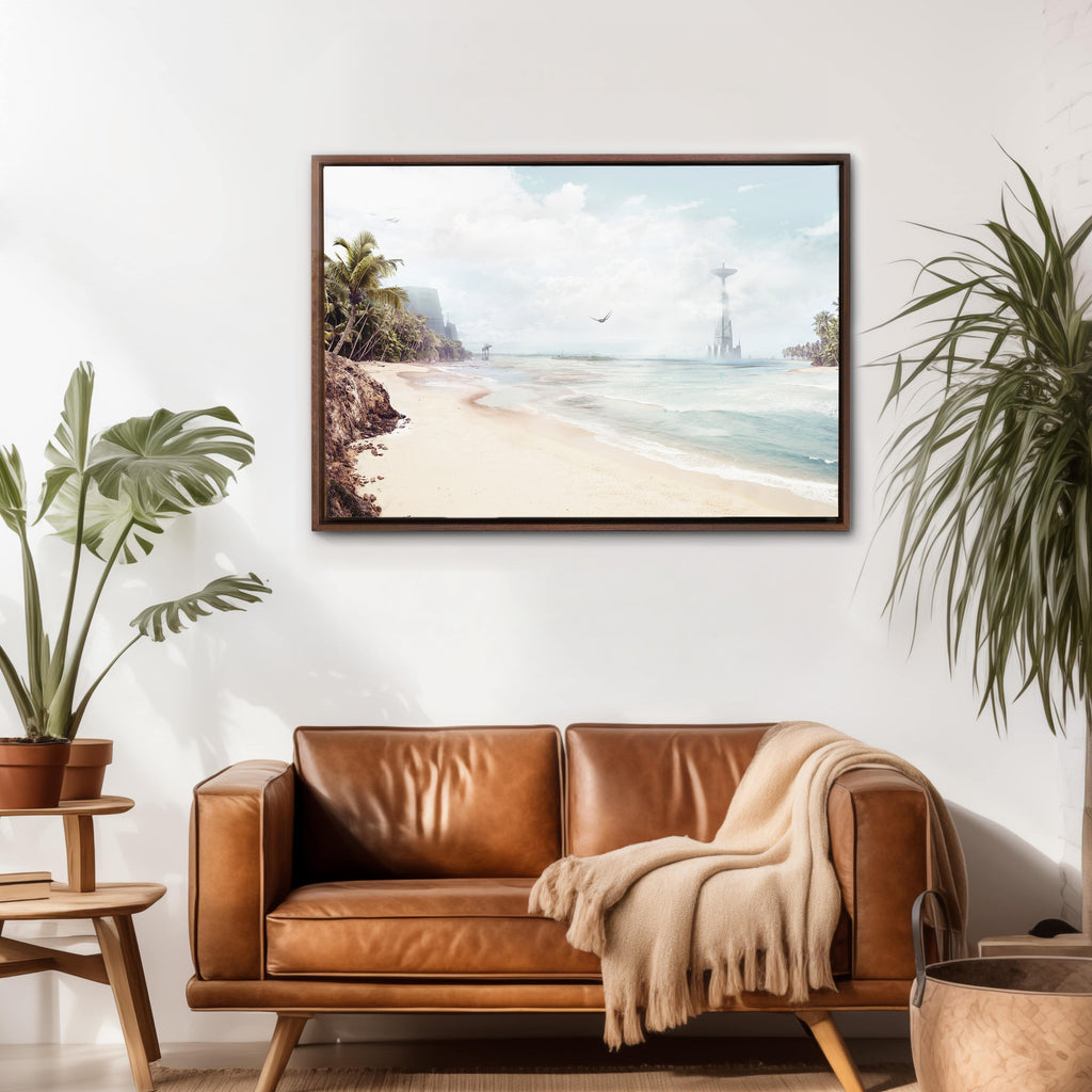 Scarif Beach Landscape Star Wars Framed Canvas Art
