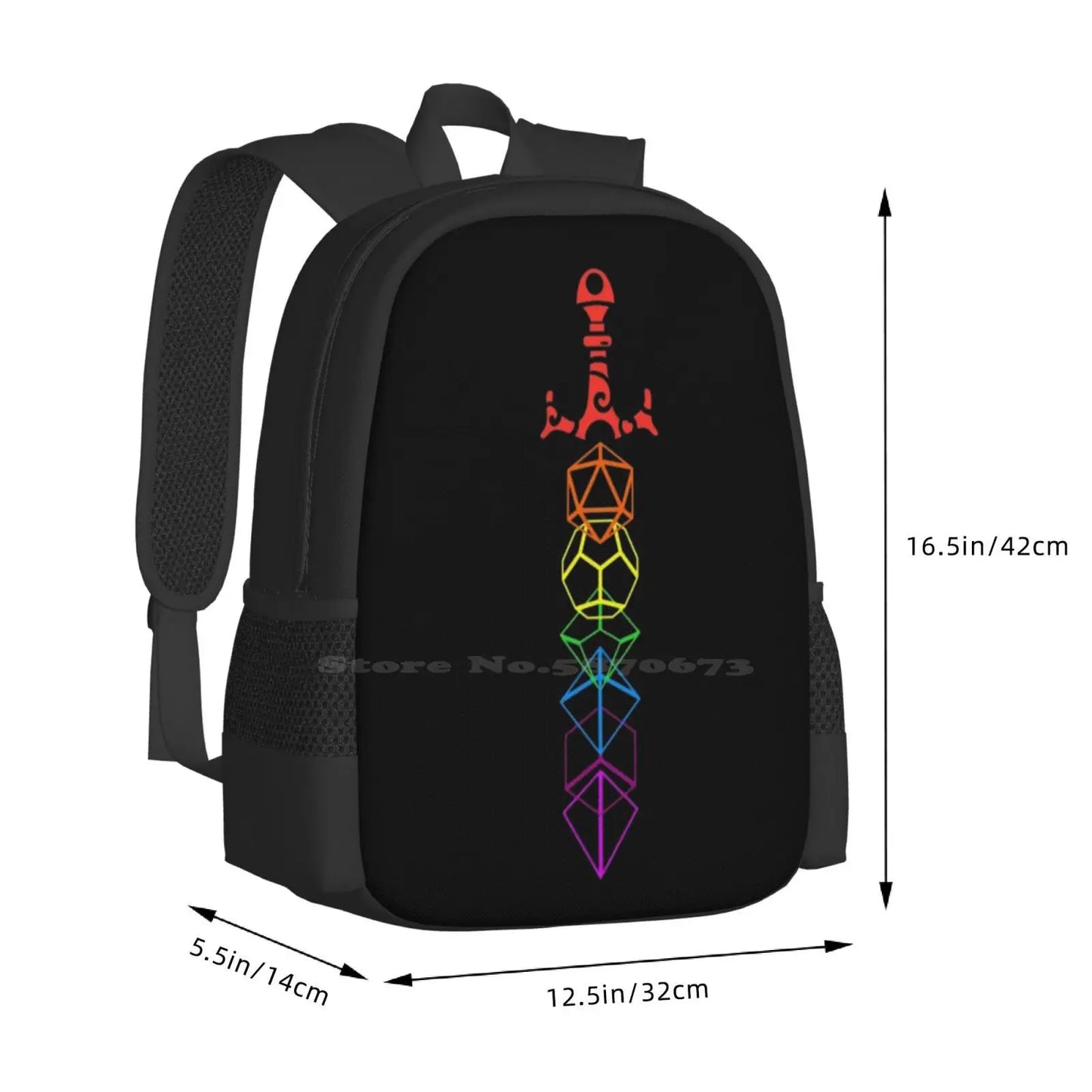 Y dragones Diseño de patrón de espada Mochilas escolares de viaje para computadora portátil Dragones Dnd DD Juegos de dados Asistente de juego de rol Rogue Bard Warlock