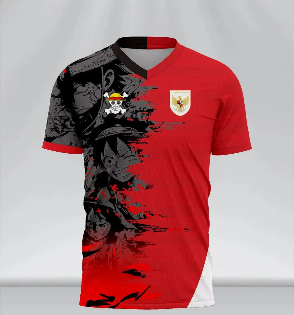 Luffy One Piece Indonesia Jersey Oversized Anime Shirt