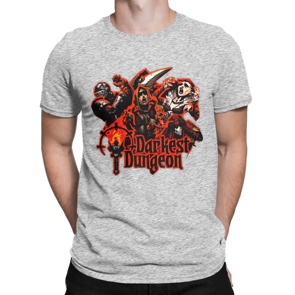 Vintage Darkest Dungeon jeu vidéo goth t-shirt pour hommes col rond pur coton t-shirt à manches courtes chemise de grande taille hauts