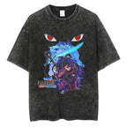 Naruto Rock Lee Streetwear T Shirt Vintage Washed Black