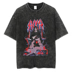 Naruto Rock Lee Streetwear T Shirt Vintage Washed Black