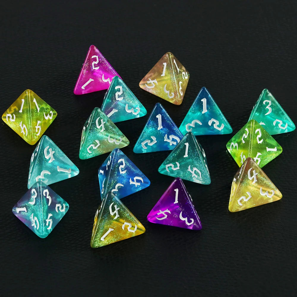 10Pcs 4 Sided Dice Double Color Polyhedral Dice Set D4 Dice Playing Dice Games