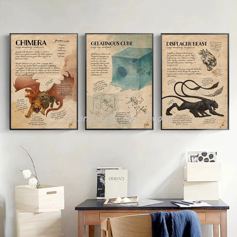 Affiches et imprimés de donjons et Dragons, impression sur toile, tableau d'art mural pour décoration de salle de jeu, cadeau