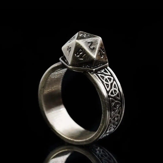 1Pc Creative D20 Dice Ring Ancient Metal Rings Unique Dice Design Finger Ring For D&D War Hammer Game Lovers Powerful Gift