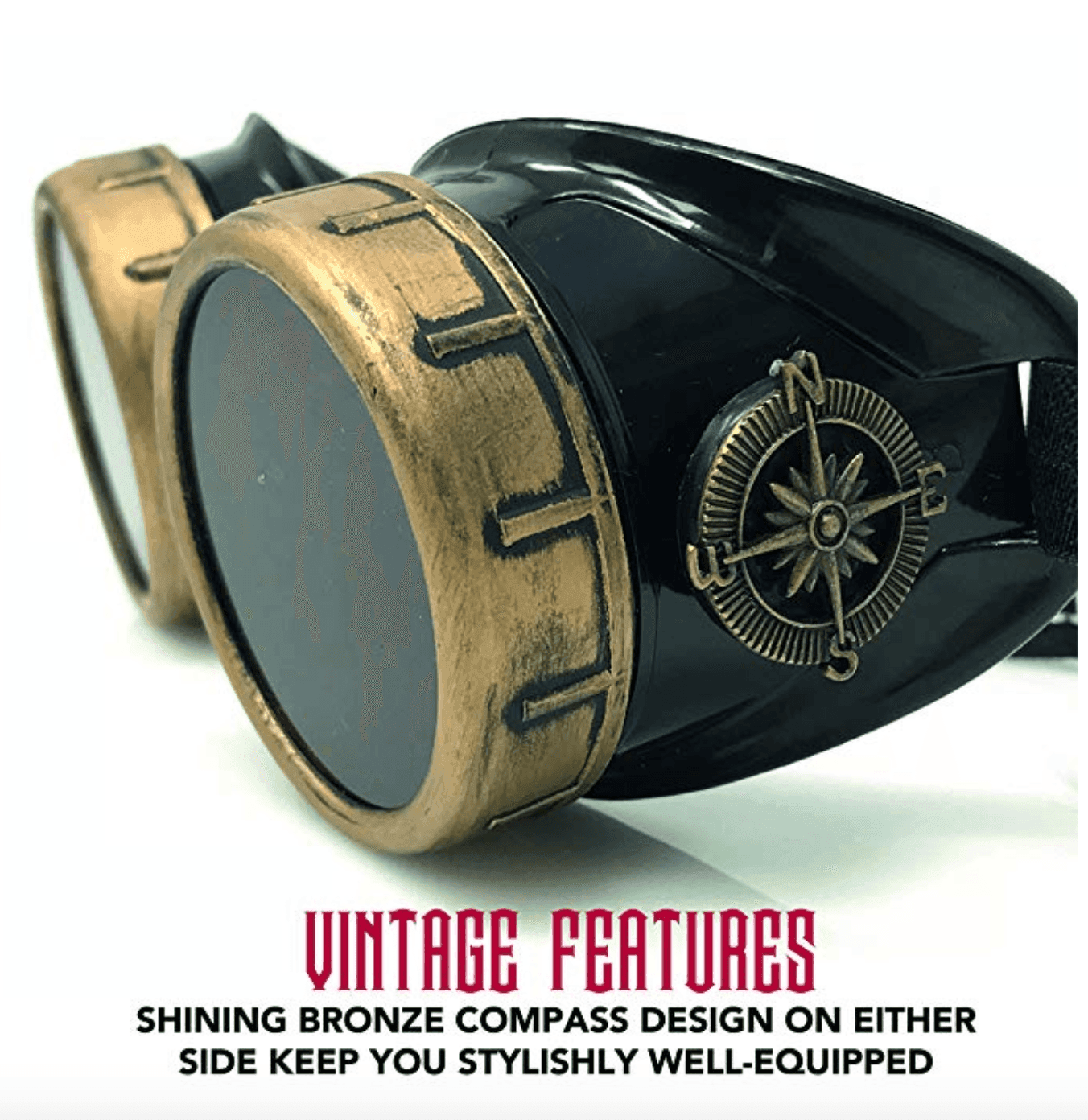 Vintage Aviator Goggles pilot costume accessory - red