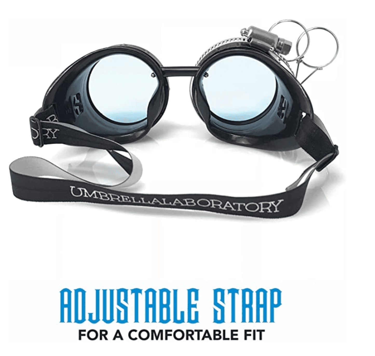 Steampunk Goggles with magnifying loupes UV glow neon blue prism diffraction lenses - 