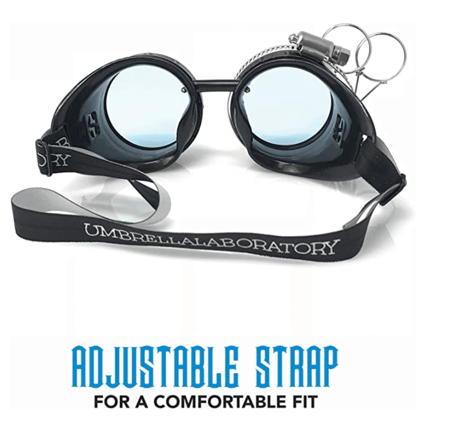 Steampunk Goggles with magnifying loupes UV glow neon blue prism diffraction lenses - 