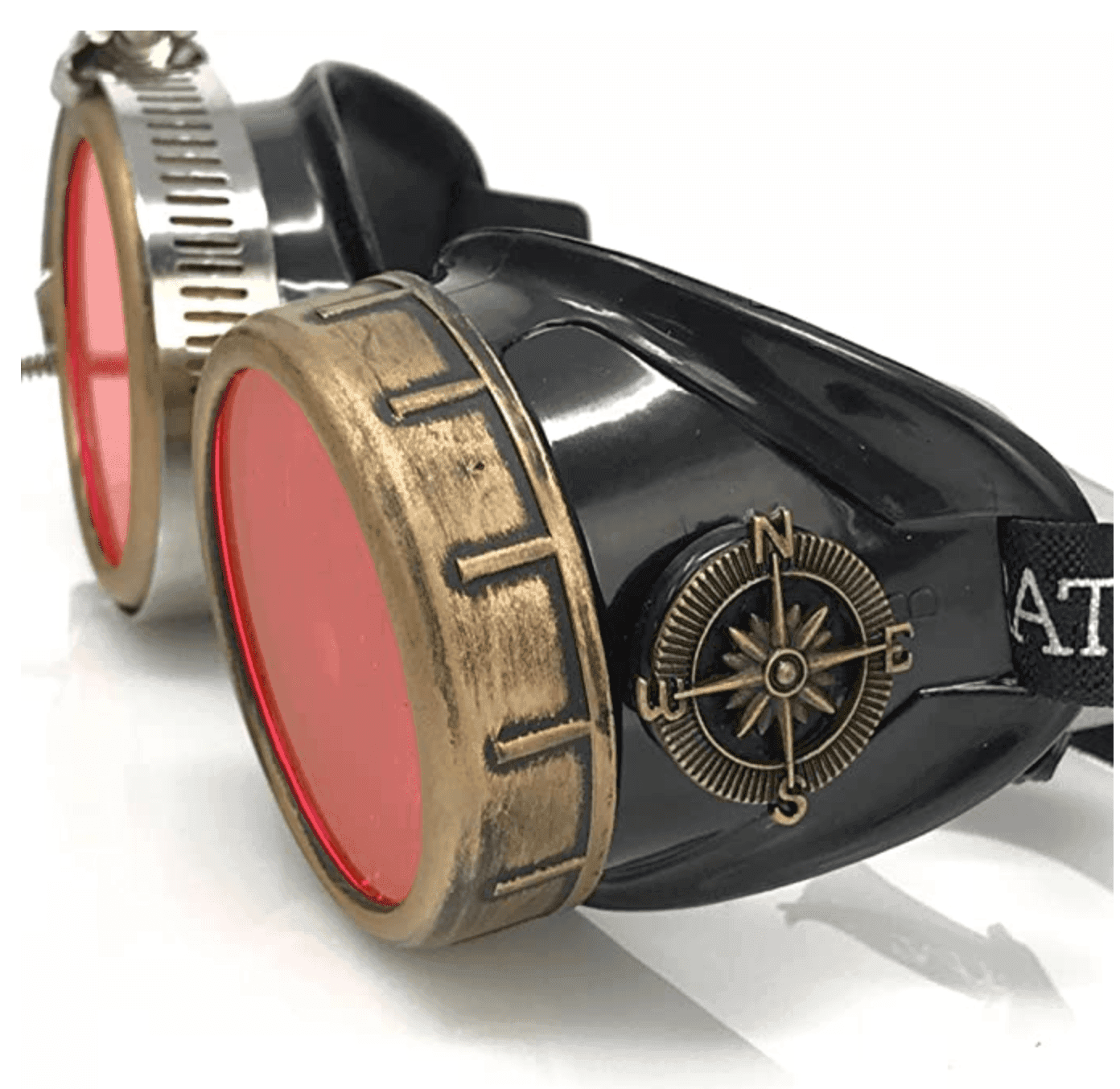 Steampunk Goggles with magnifying loupes UV glow neon pink prism diffraction lenses - 